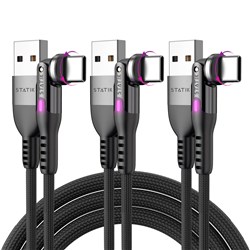 Statik PowerPivot USB-A To USB-C Cable 1 Metre Braided Black